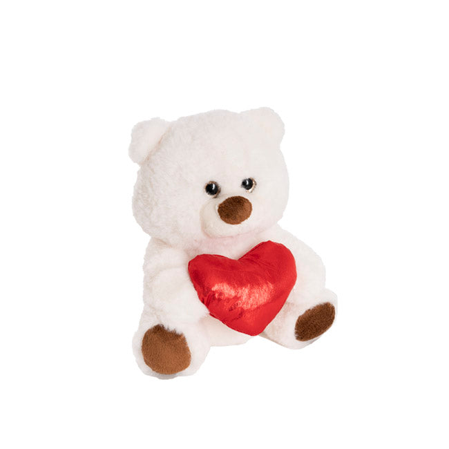 Rainbow Bear With Love Heart White (23cmST)