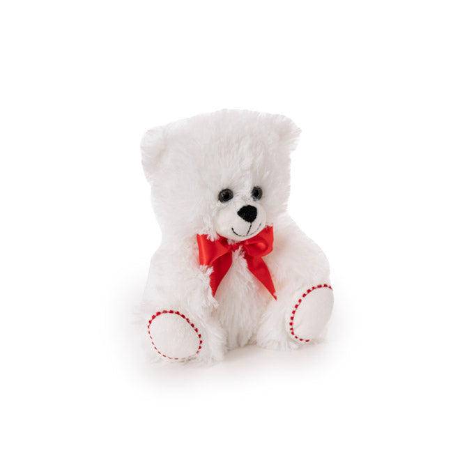 White teddy bear with deals red bow