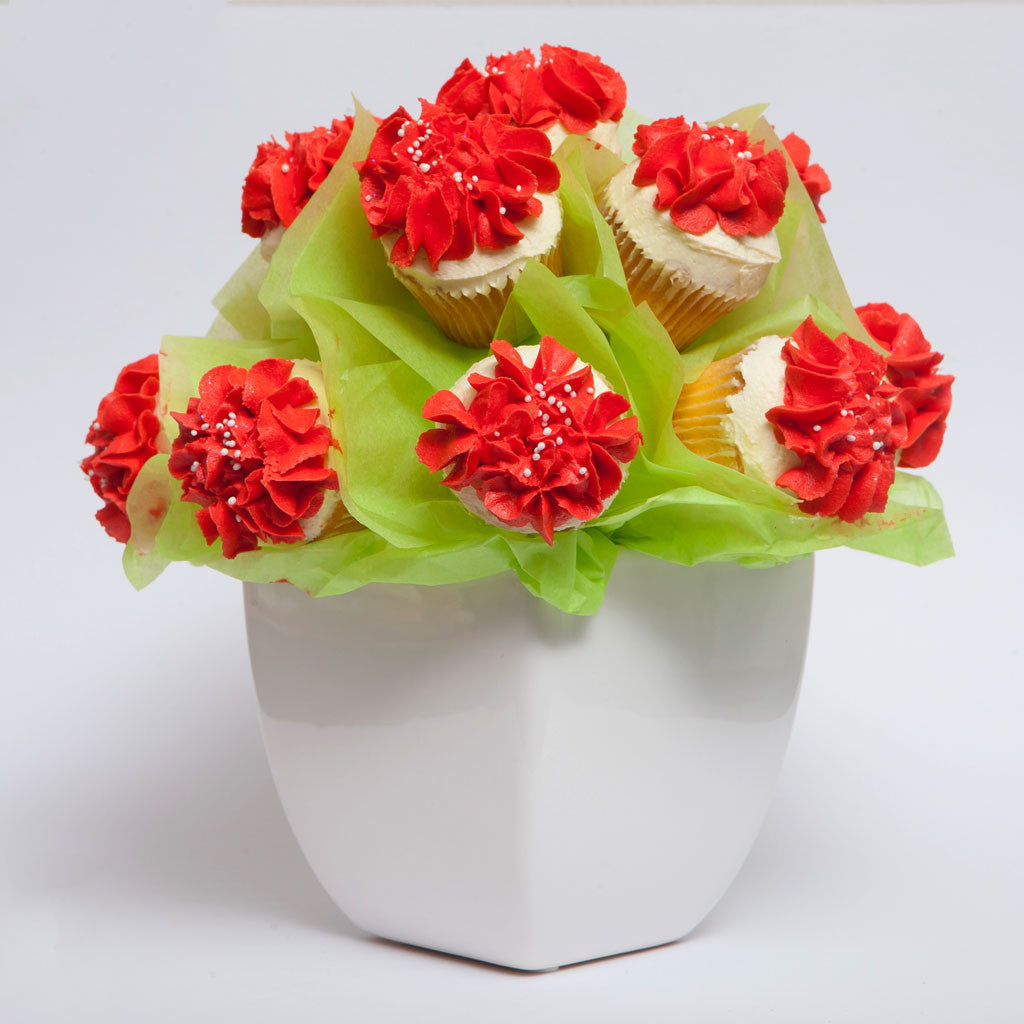 Bright Red Cupcake Bouquet