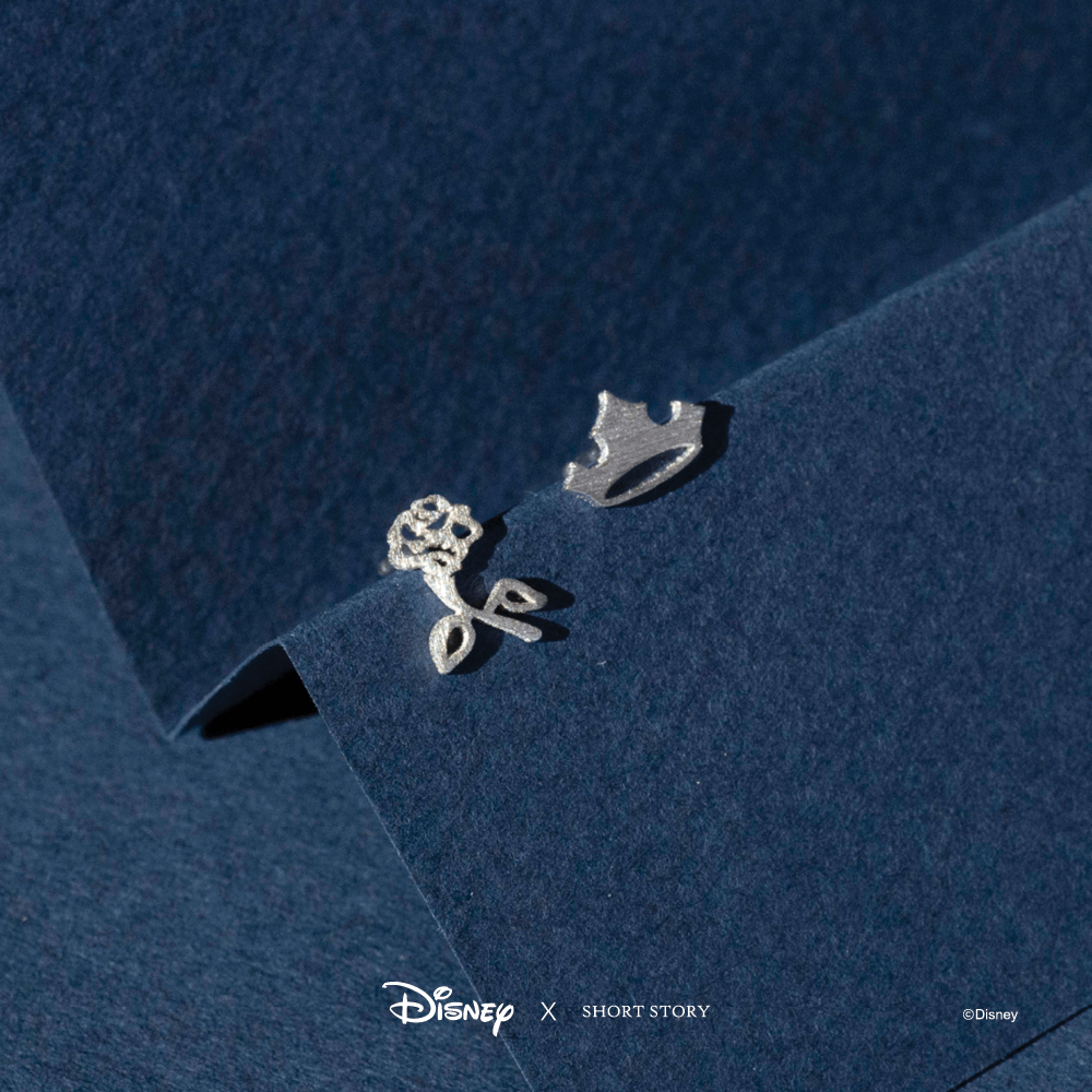 Disney Earrings Aurora Flower and Crown Silver