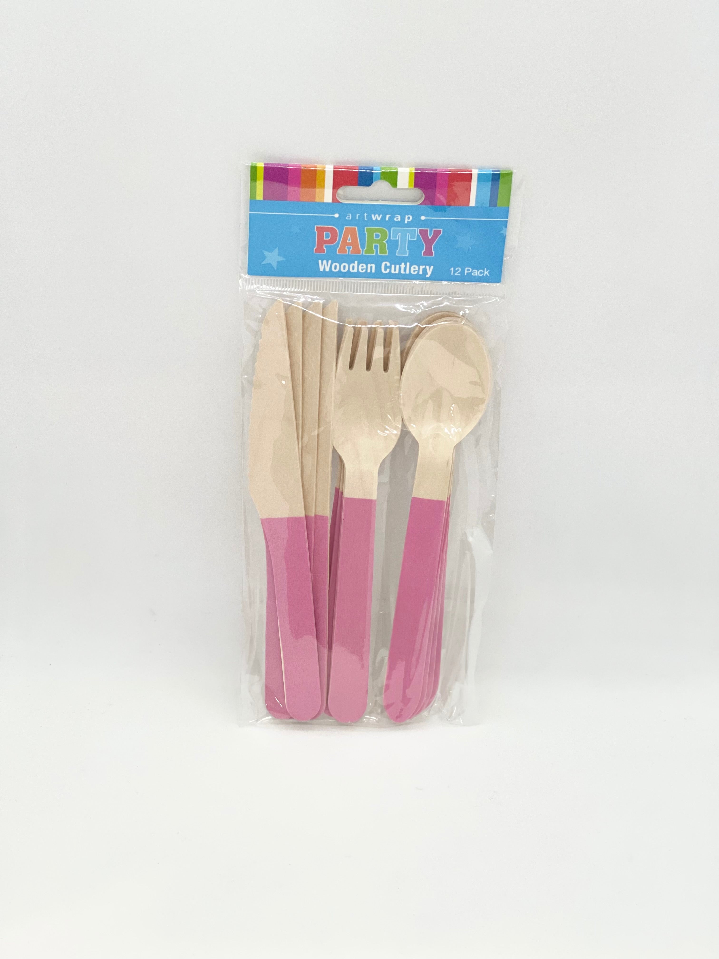 Pink Wooden Cutlery Set