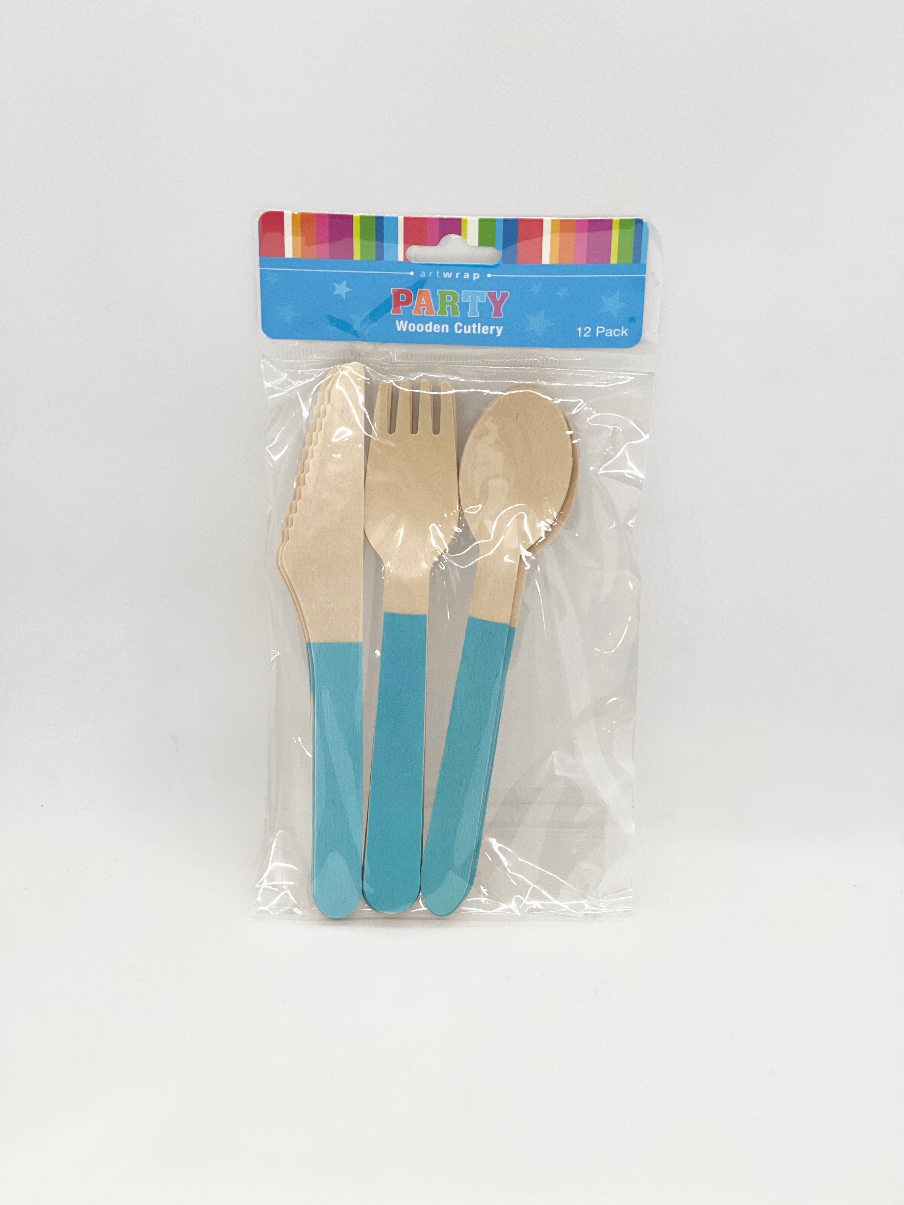 Blue Wooden Cutlery Set