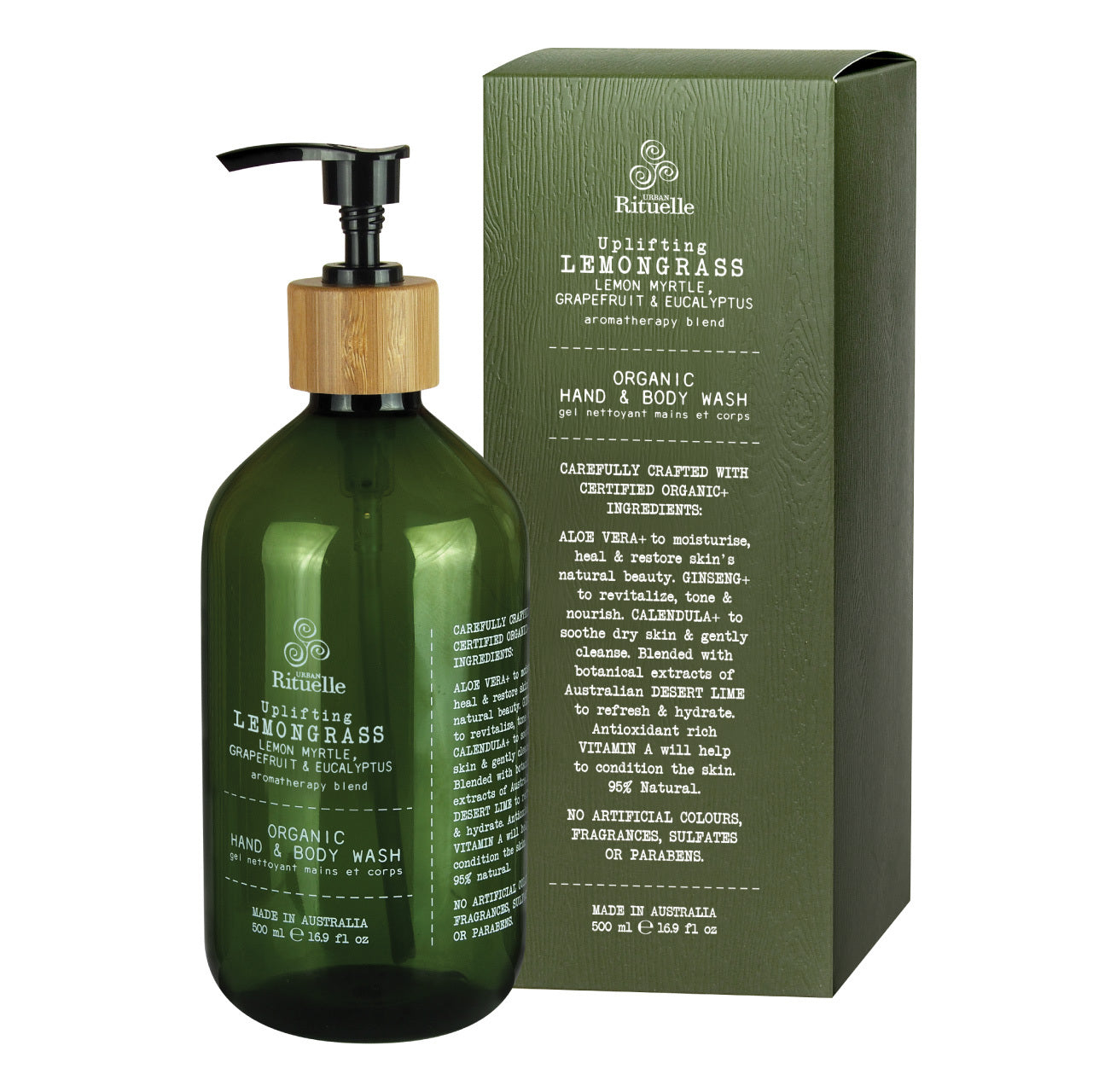 Organic Hand & Body Wash - Lemongrass, Lemon Myrtle, Grapefruit & Eucalyptus
