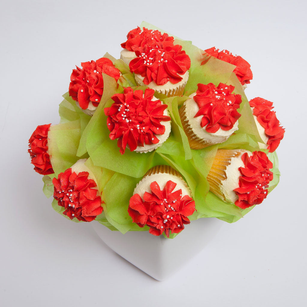 Bright Red Cupcake Bouquet