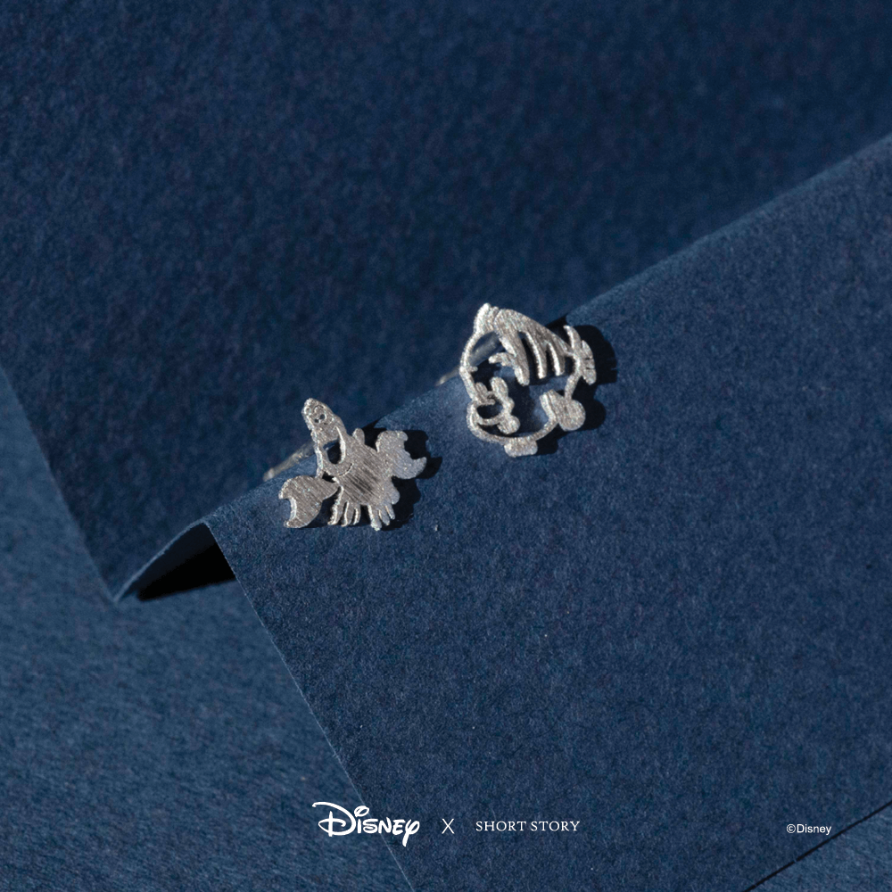 Disney Earrings Ariel Sebastian and Flounder Silver